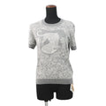 HERMES Jungle Love Short Sleeve Knit Size 38 Gray/White Cashmere46% Silk46% Nylon8%