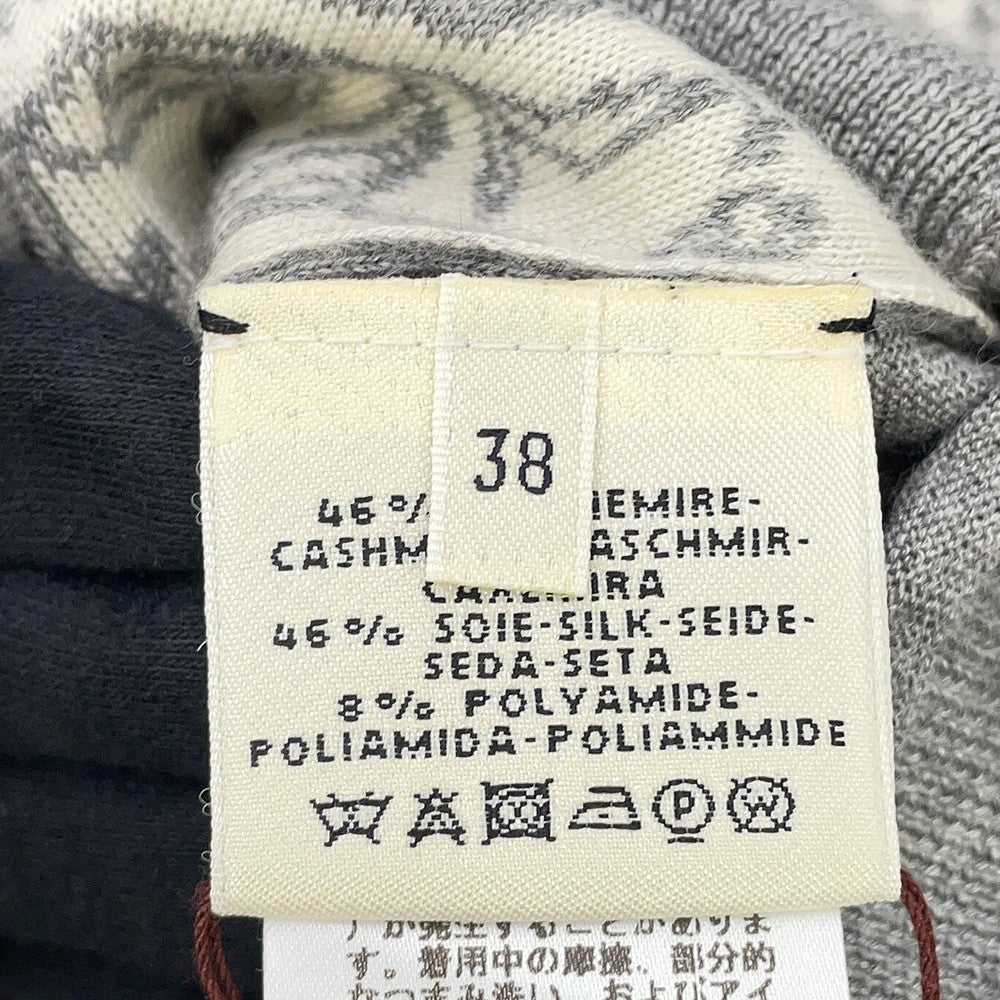 HERMES Jungle Love Short Sleeve Knit Size 38 Gray/White Cashmere46% Silk46% Nylon8%