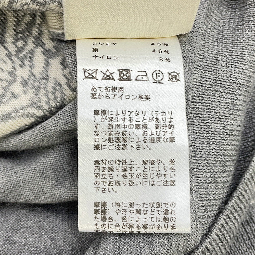 HERMES Jungle Love Short Sleeve Knit Size 38 Gray/White Cashmere46% Silk46% Nylon8%