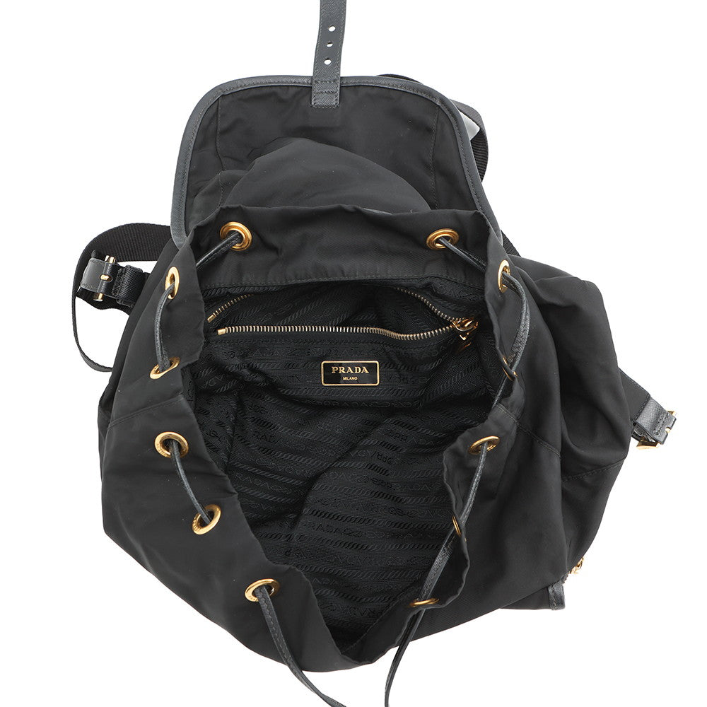 PRADA Triangle With logo Backpack BlackBZ0030 Nylon Leather