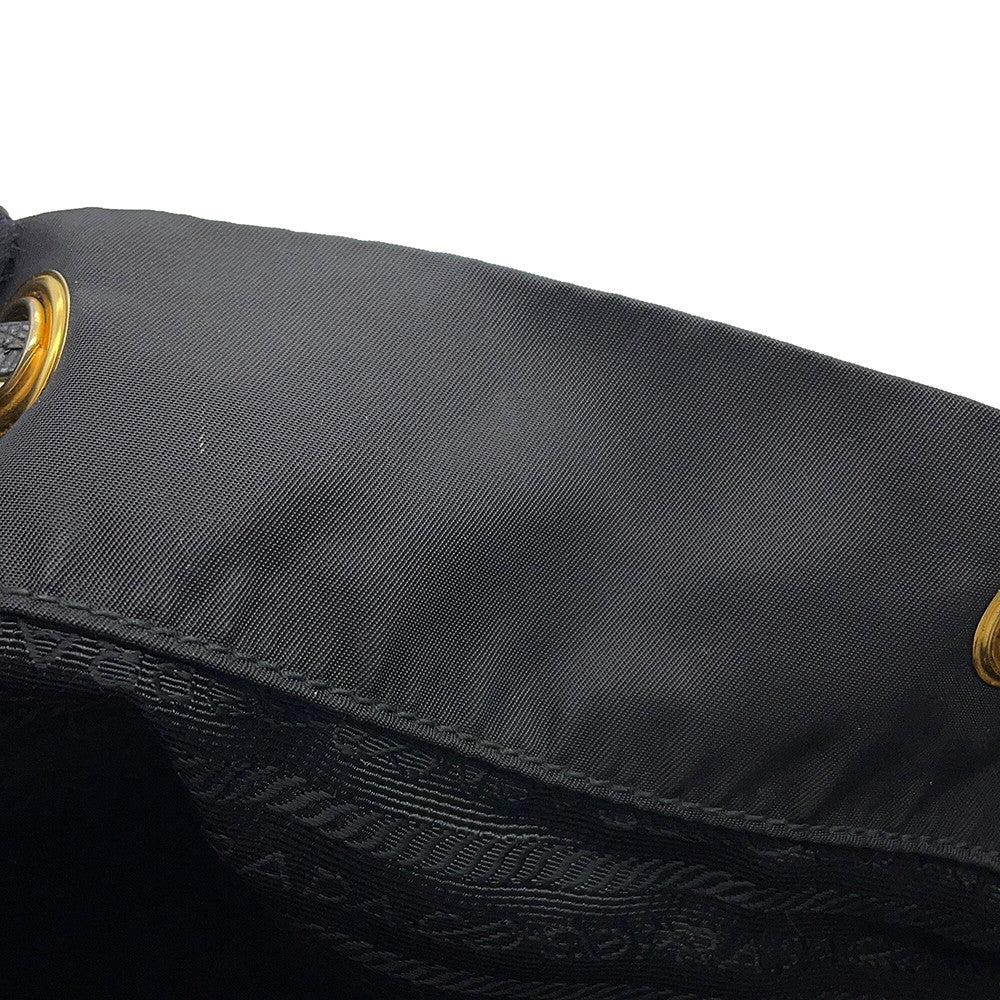 PRADA Triangle With logo Backpack BlackBZ0030 Nylon Leather