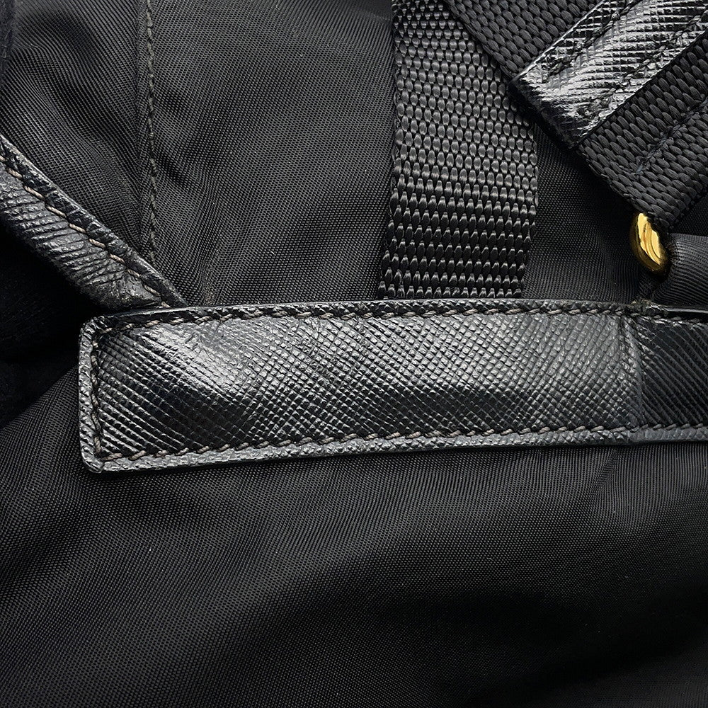 PRADA Triangle With logo Backpack BlackBZ0030 Nylon Leather