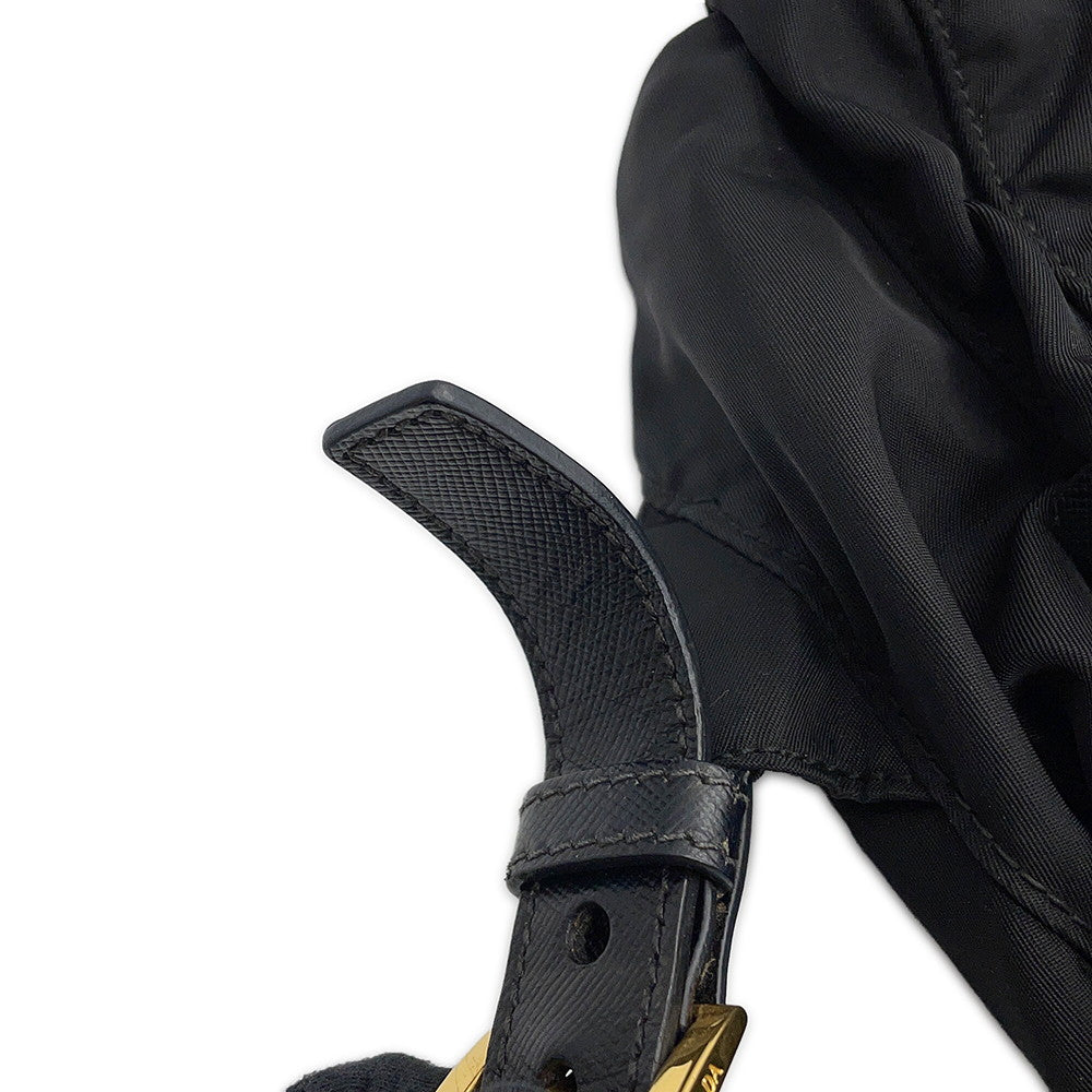 PRADA Triangle With logo Backpack BlackBZ0030 Nylon Leather