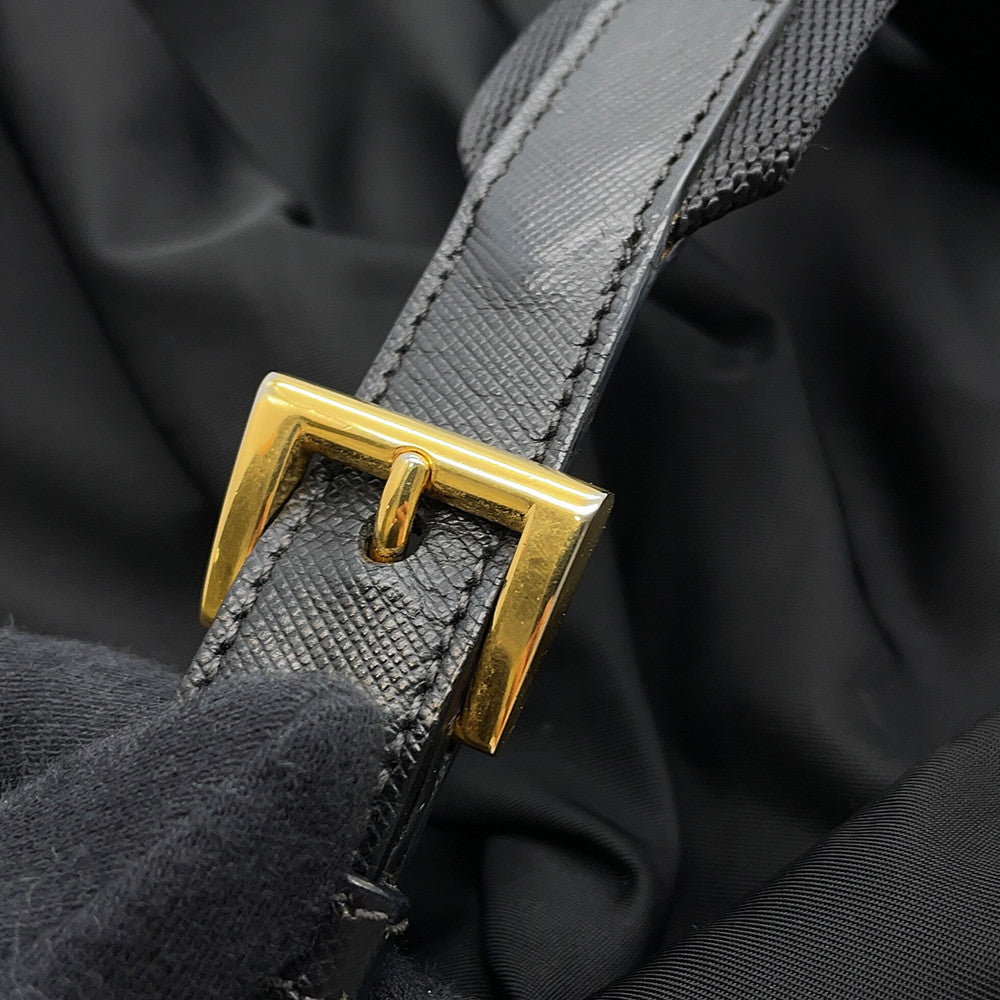 PRADA Triangle With logo Backpack BlackBZ0030 Nylon Leather
