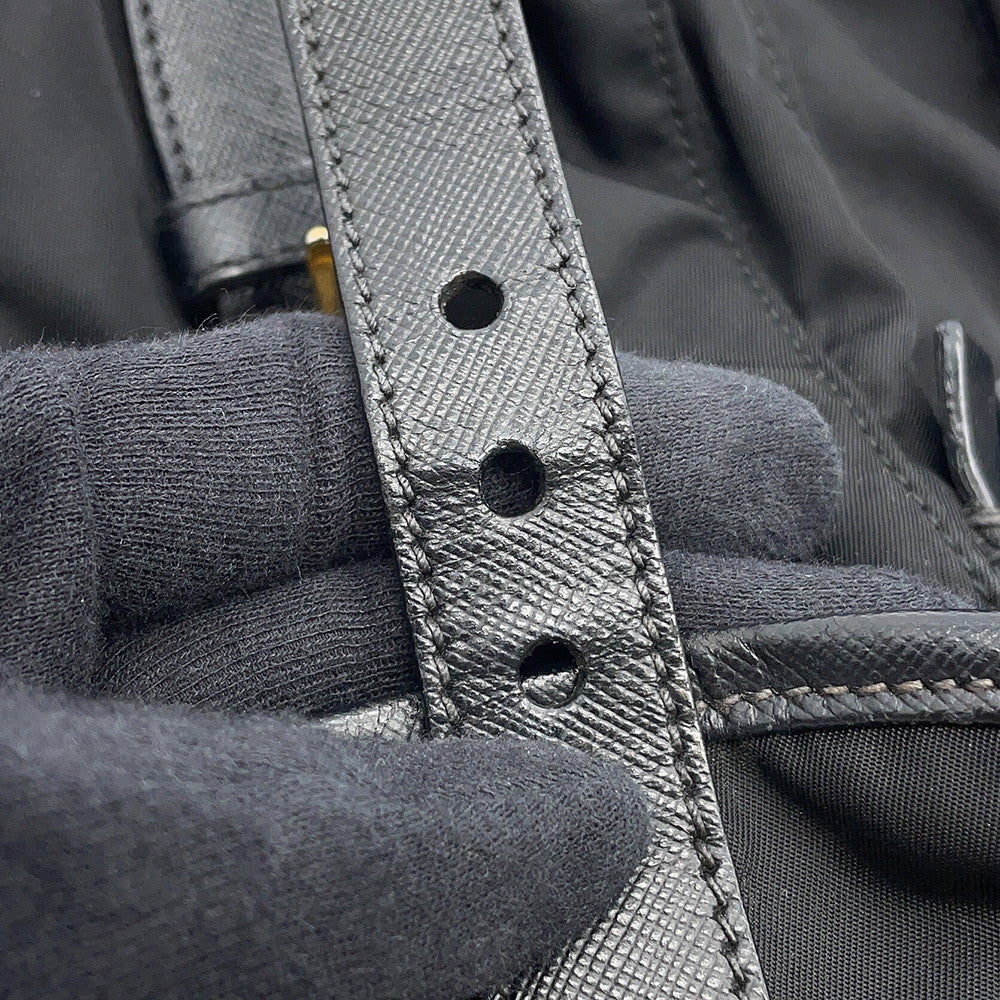 PRADA Triangle With logo Backpack BlackBZ0030 Nylon Leather