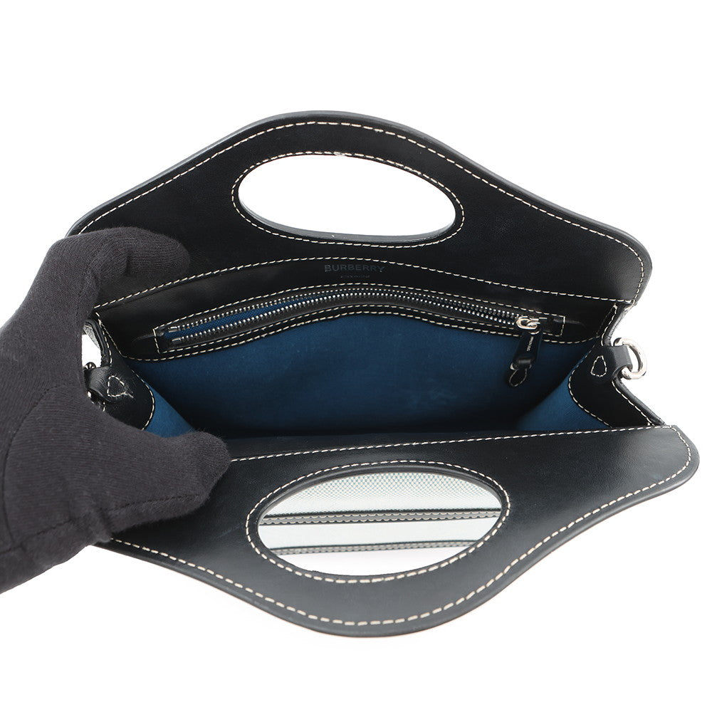 BURBERRY Pocket 2way Handbag Blue/Black8039101 Canvas Leather Size Mini