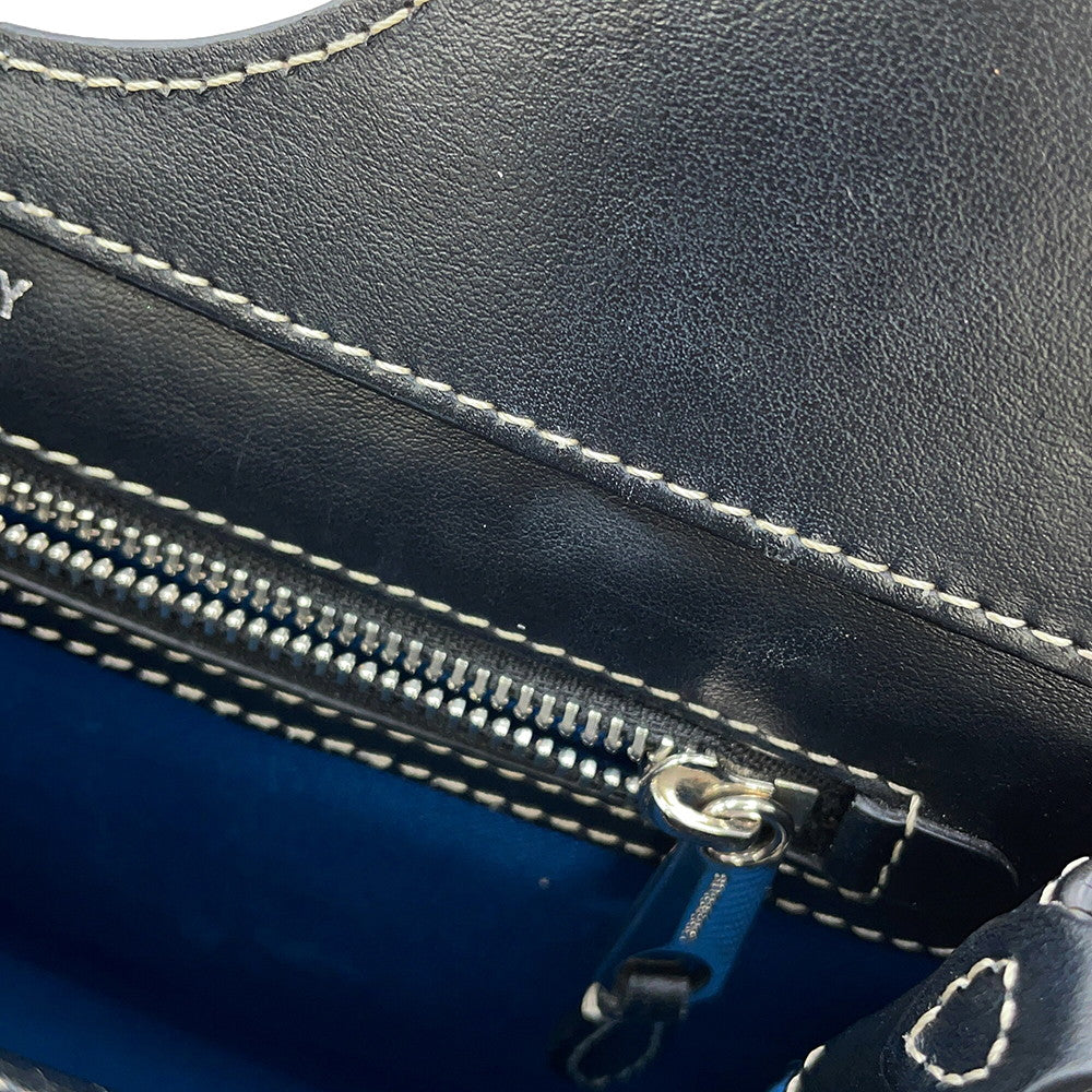 BURBERRY Pocket 2way Handbag Blue/Black8039101 Canvas Leather Size Mini
