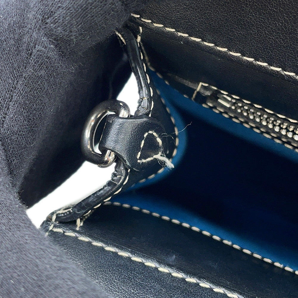 BURBERRY Pocket 2way Handbag Blue/Black8039101 Canvas Leather Size Mini