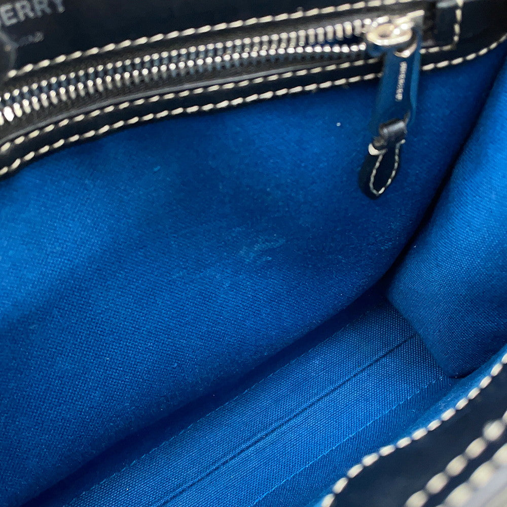 BURBERRY Pocket 2way Handbag Blue/Black8039101 Canvas Leather Size Mini