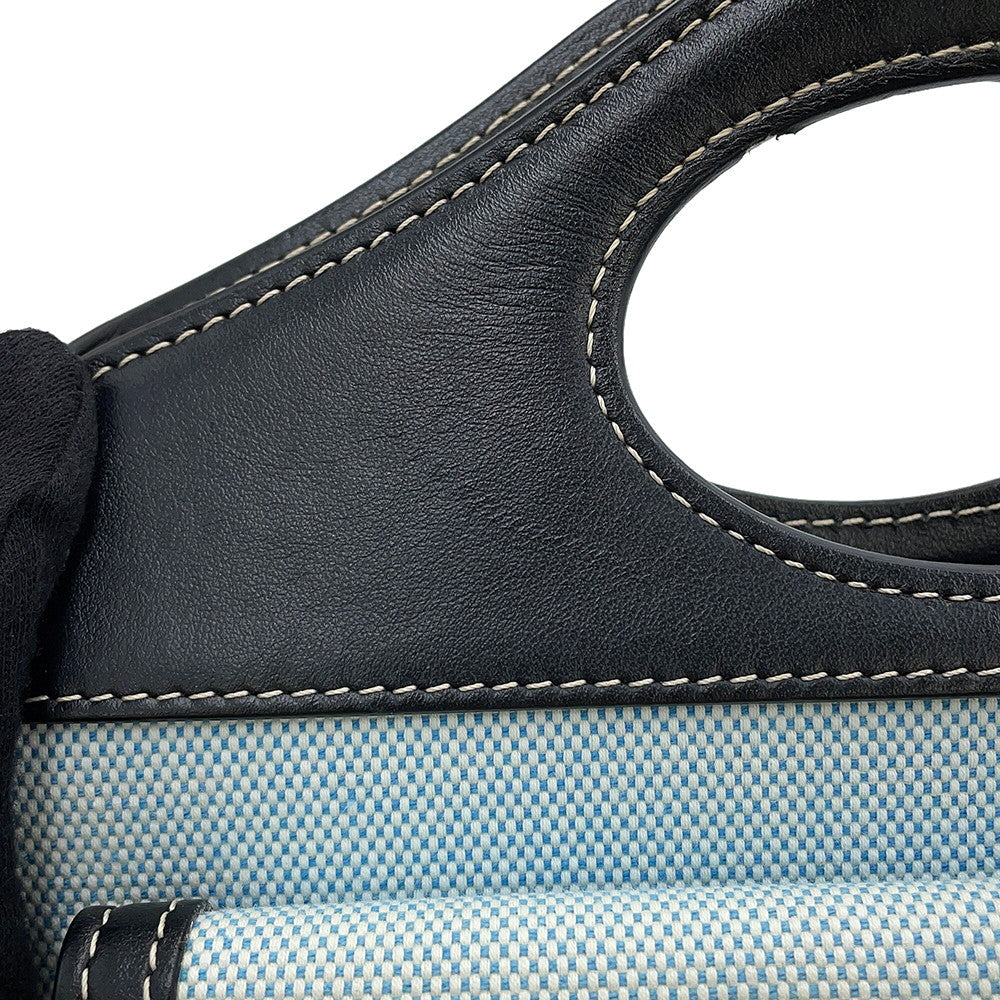 BURBERRY Pocket 2way Handbag Blue/Black8039101 Canvas Leather Size Mini
