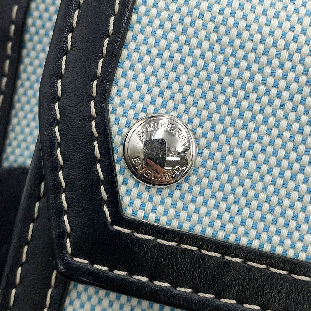 BURBERRY Pocket 2way Handbag Blue/Black8039101 Canvas Leather Size Mini