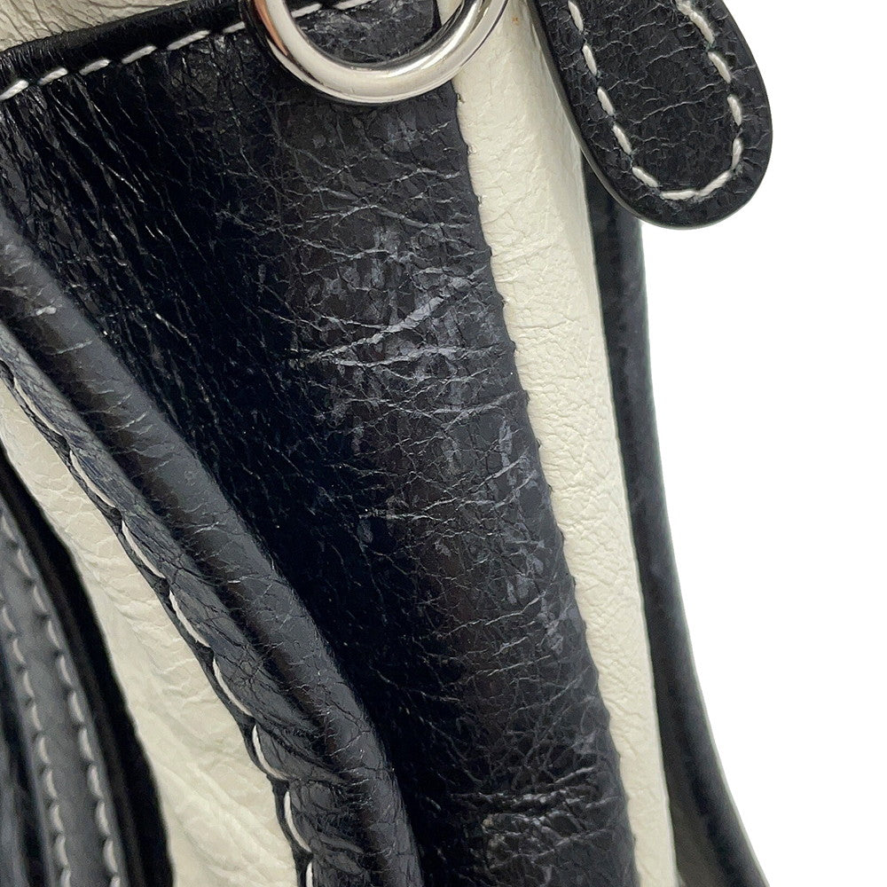 BALENCIAGA Bazar Shopper Black/White/Blue513988 Leather Size XXS