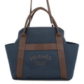 HERMES Sack de Pansage 2-way Tote Navy/Feu Toile Chevrons Canvas