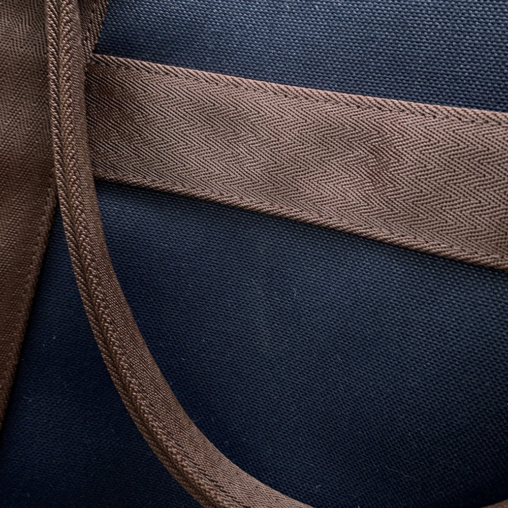 HERMES Sack de Pansage 2-way Tote Navy/Feu Toile Chevrons Canvas