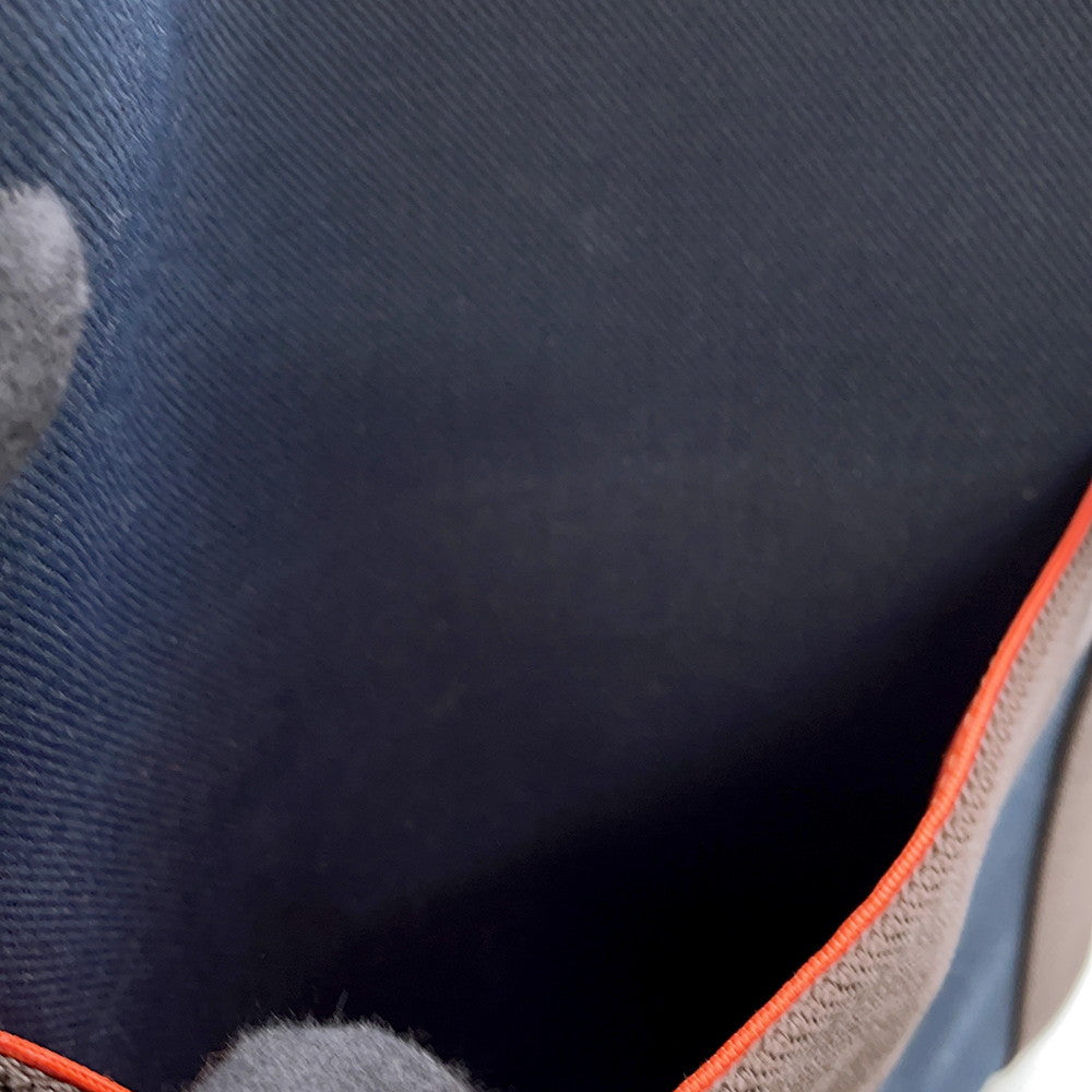 HERMES Sack de Pansage 2-way Tote Navy/Feu Toile Chevrons Canvas