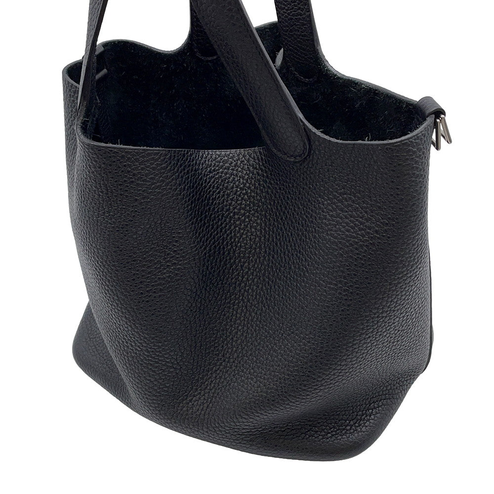 HERMES Picotin Lock Black Taurillon Clemence Size MM