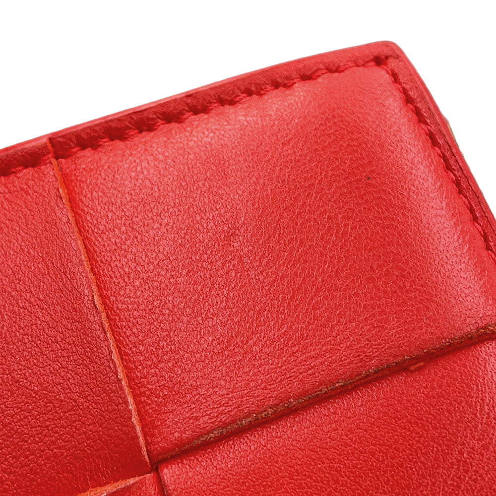 Bottega Veneta Maxi INTRECCIATO Cassette Bi-fold Wallet Orange Leather