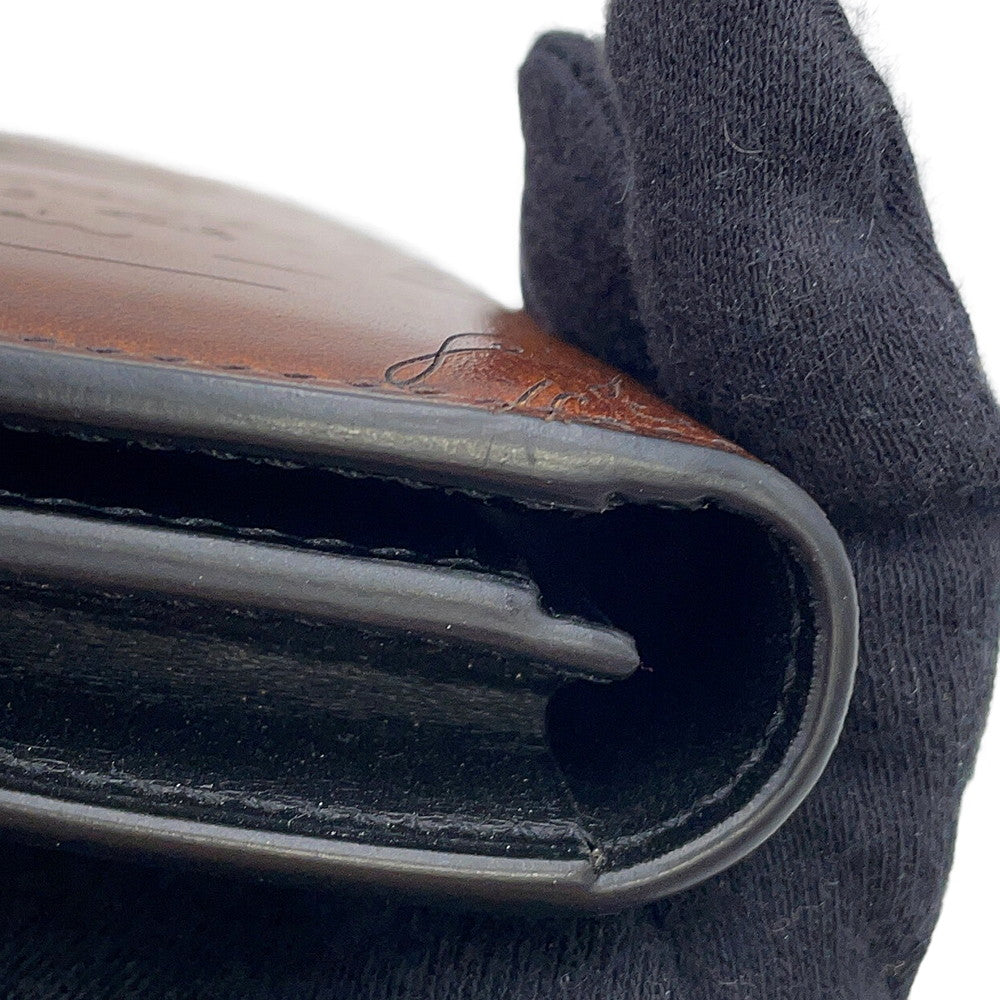 Berluti Calligraphy Espace Flap Long Wallet Brown Leather