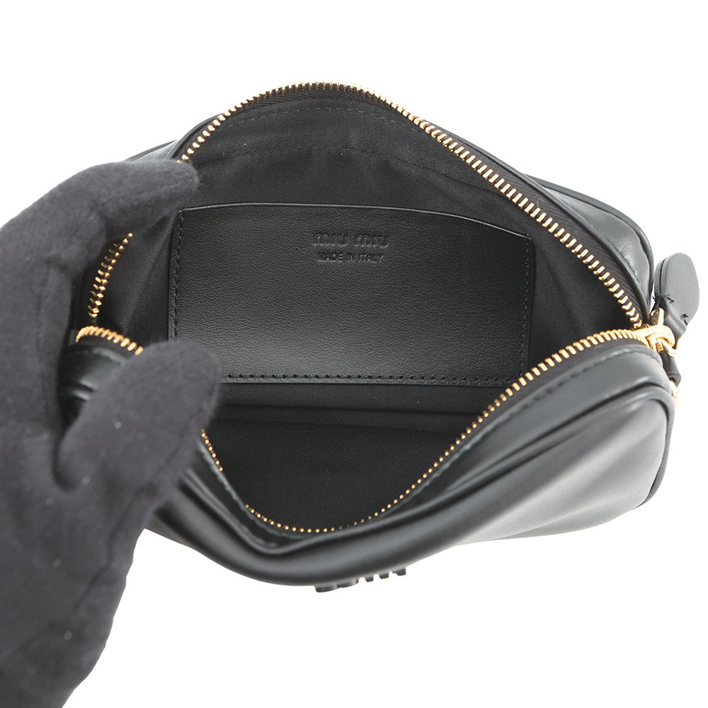 MIUMIU Crossbody Bag Black Leather Size 70