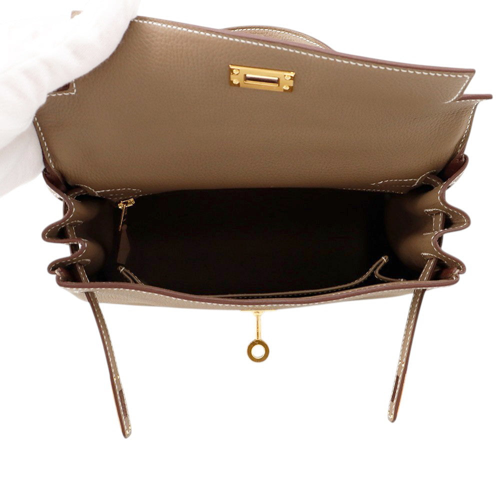 HERMES Kelly Retourne Etoupe Togo Leather Size 25