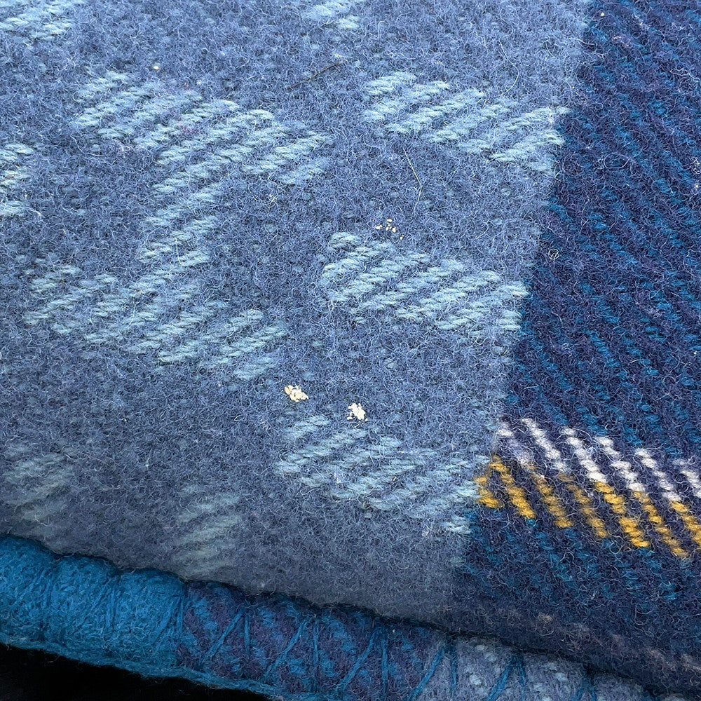 HERMES Scott H Pillow Cushion Blue Wool100%