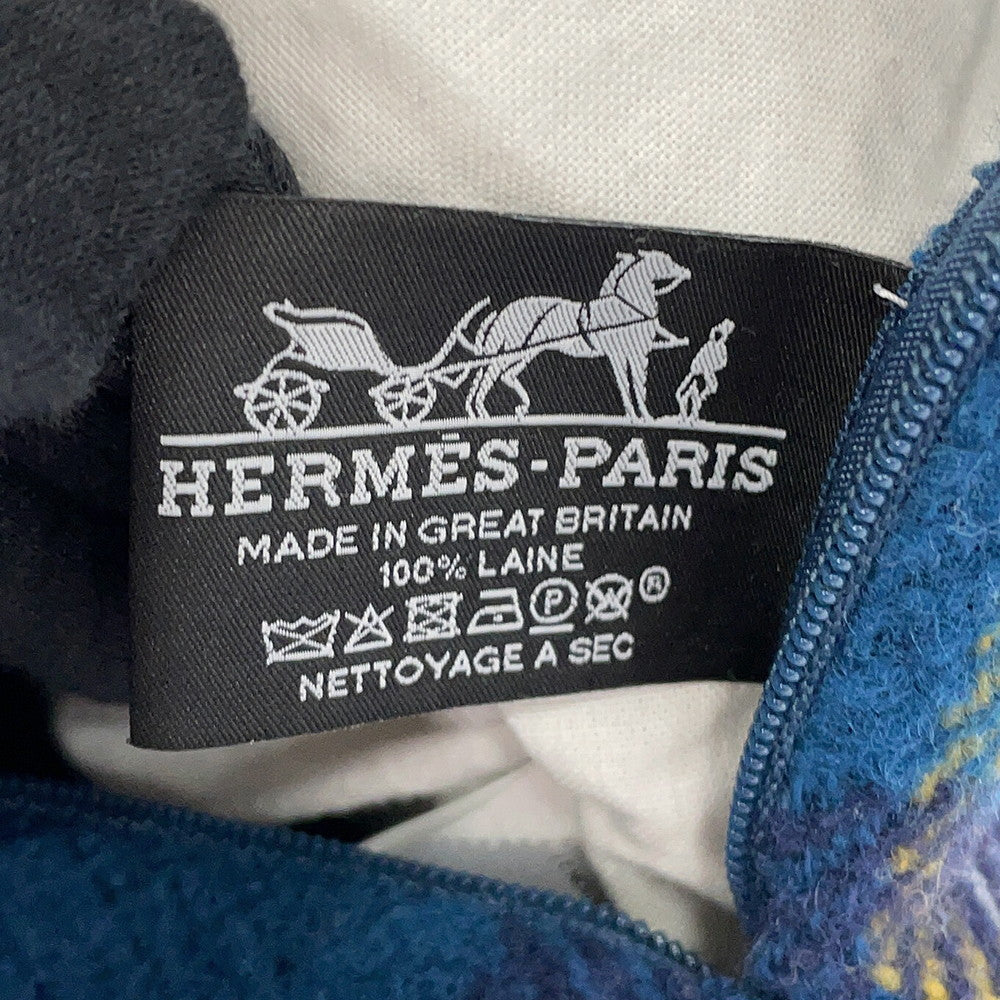 HERMES Scott H Pillow Cushion Blue Wool100%