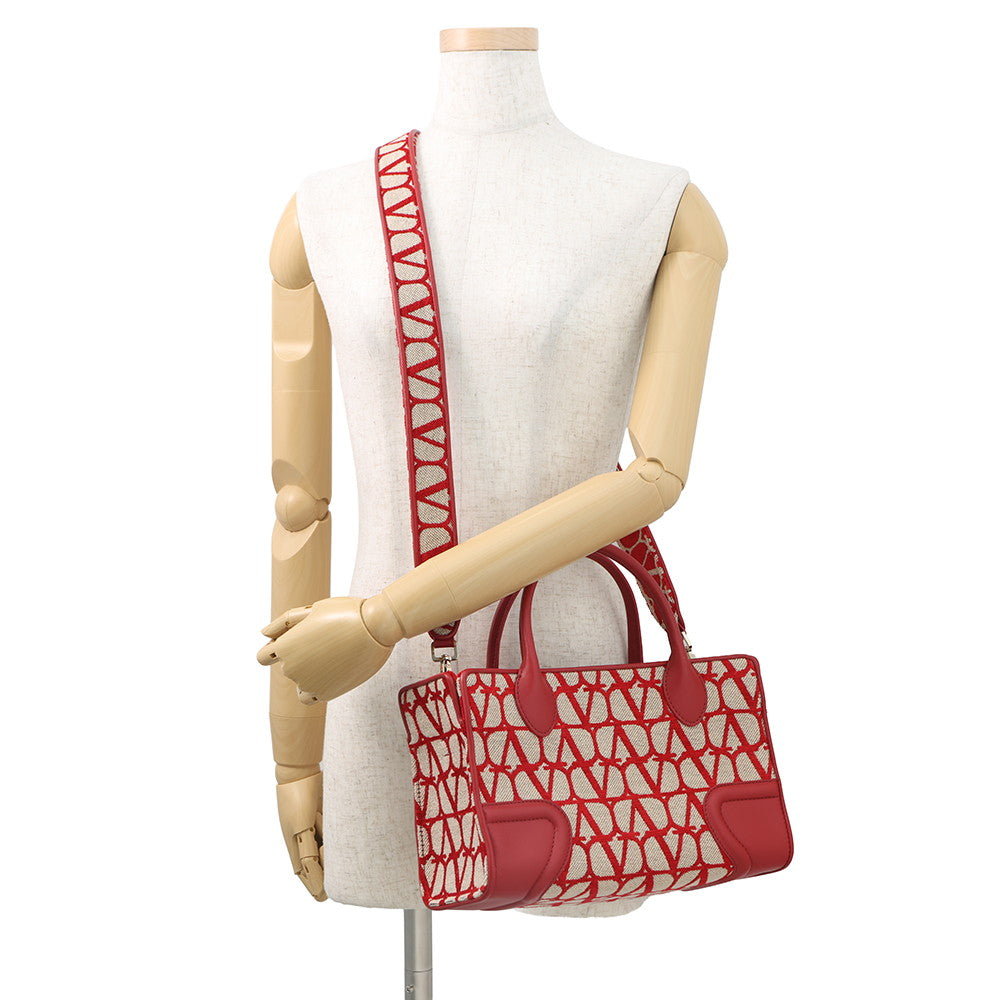 Valentino Garavani Le Quatrieme Toile Iconograph 2-Way Bag Beige/Red2W2B0L76HUJJ4A Canvas Leather