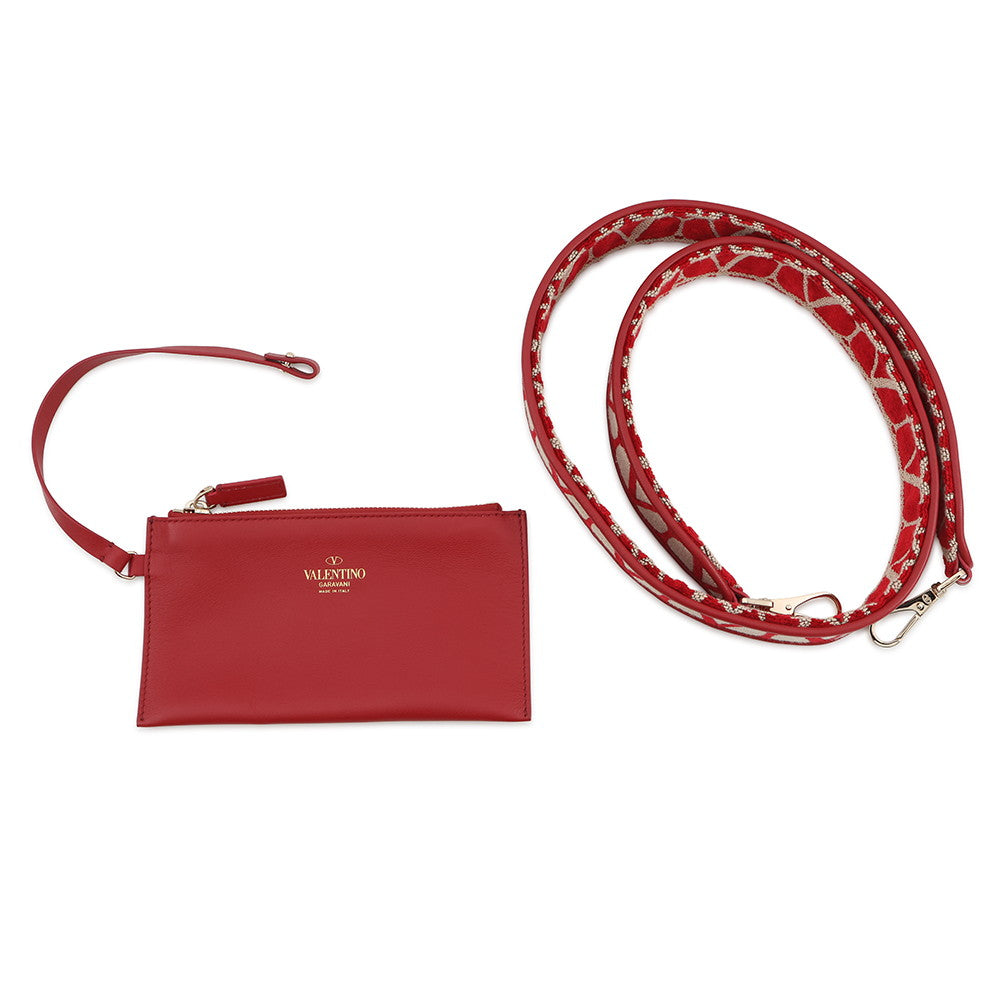 Valentino Garavani Le Quatrieme Toile Iconograph 2-Way Bag Beige/Red2W2B0L76HUJJ4A Canvas Leather