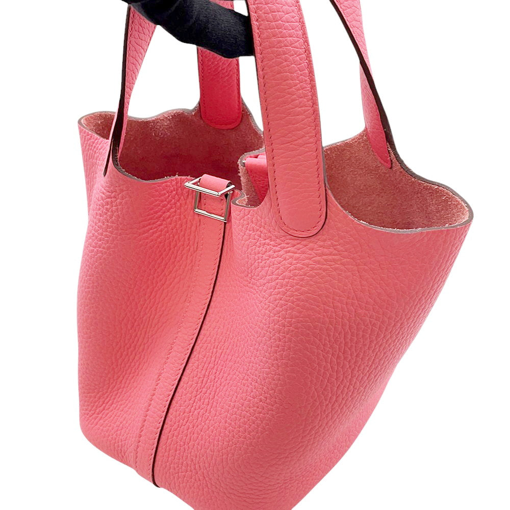 HERMES Picotin Padlock Rose Azalee Taurillon Clemence Size PM