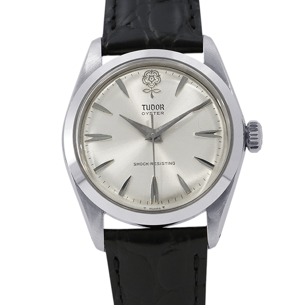 TUDOR Big Oyster W34mm Stainless Steel Leather Silver Dial7934