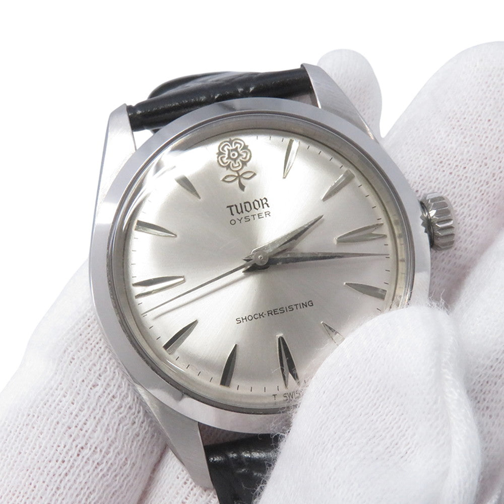 TUDOR Big Oyster W34mm Stainless Steel Leather Silver Dial7934