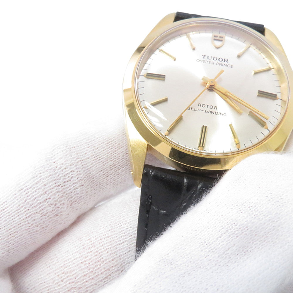 TUDOR Oyster Prince W35mm Gold Plated Leather Silver Dial9020