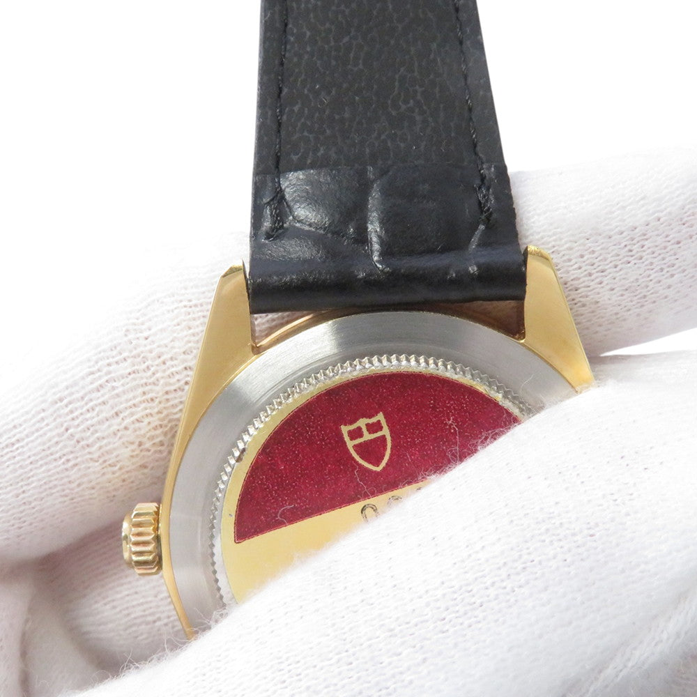 TUDOR Oyster Prince W35mm Gold Plated Leather Silver Dial9020