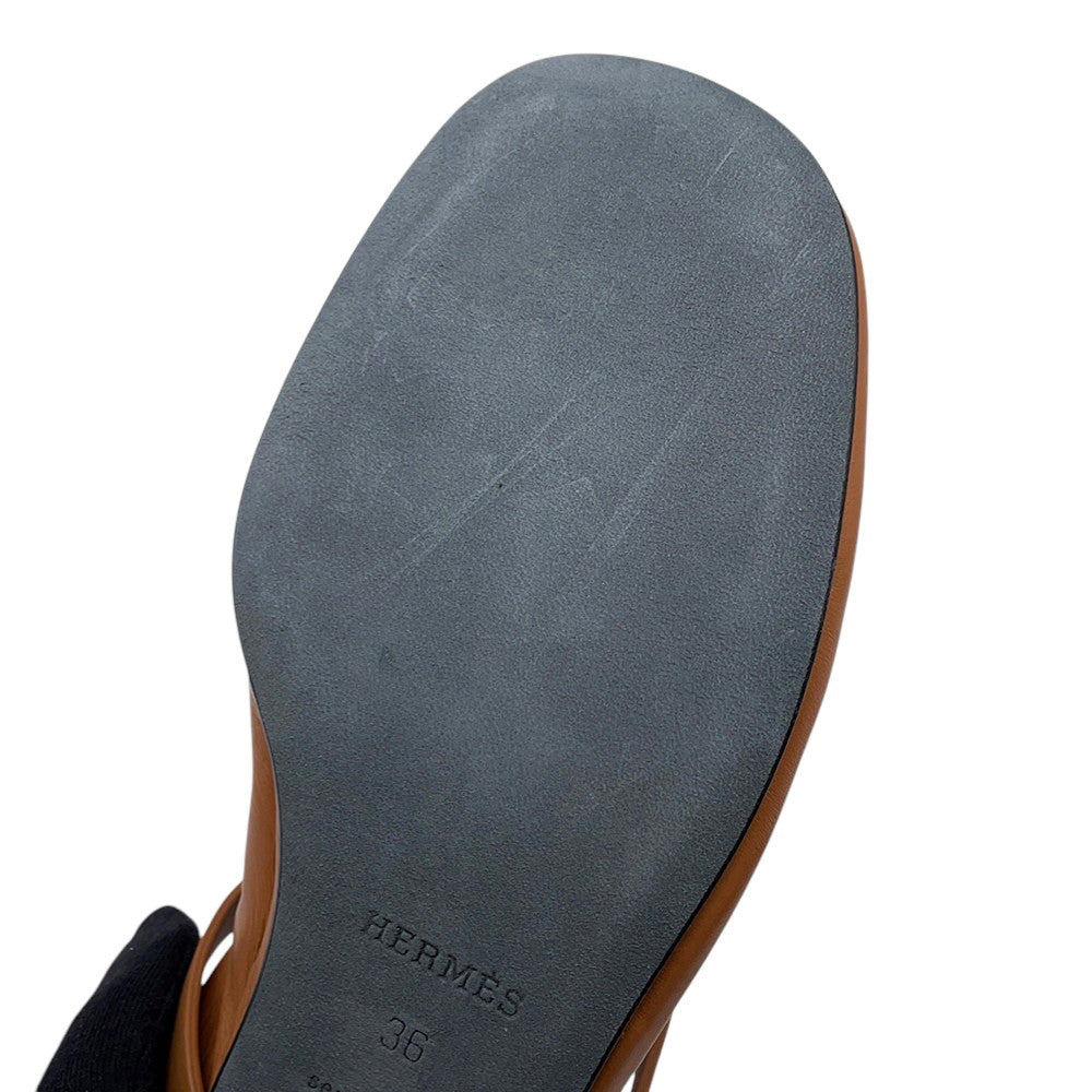 HERMES Ballet Flats Jolie Gold Nappa Calf Leather Size 36