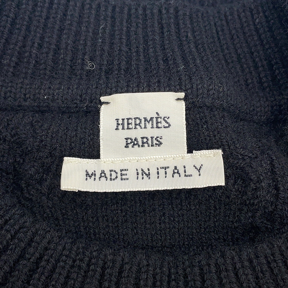 HERMES Knit Chaine d'AncrePattern long sleeve Size 36 Black2H2644D6 Wool 80% Cashmere20%