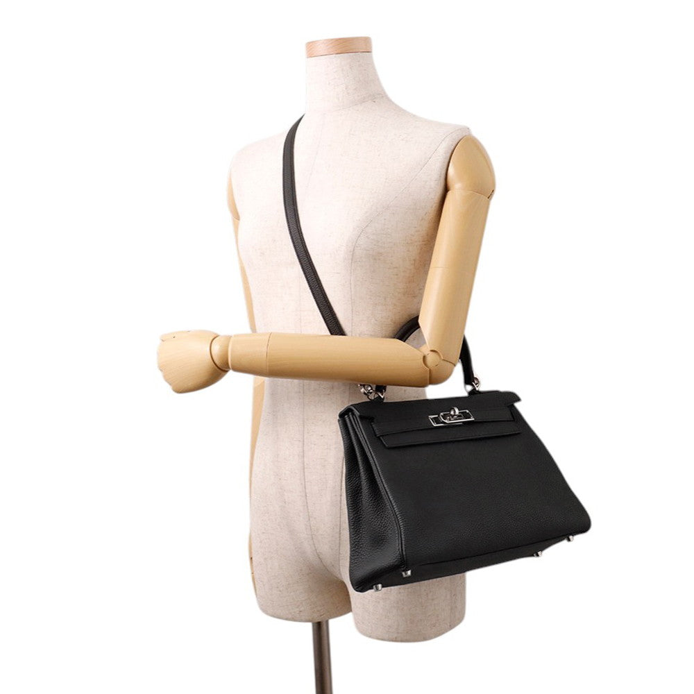 HERMES Kelly Retourne Black Togo Leather Size 28