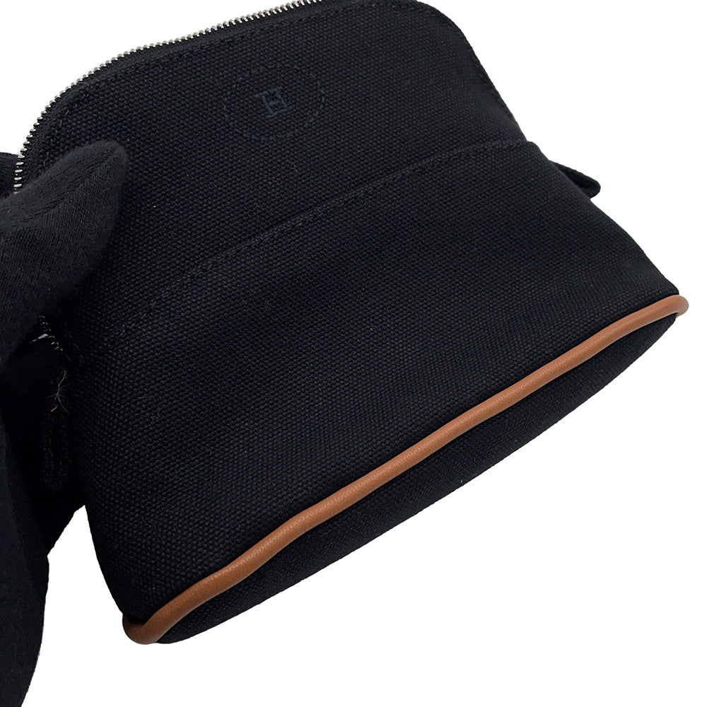HERMES Pouch Bolide Black Cotton Canvas Size Mini mini