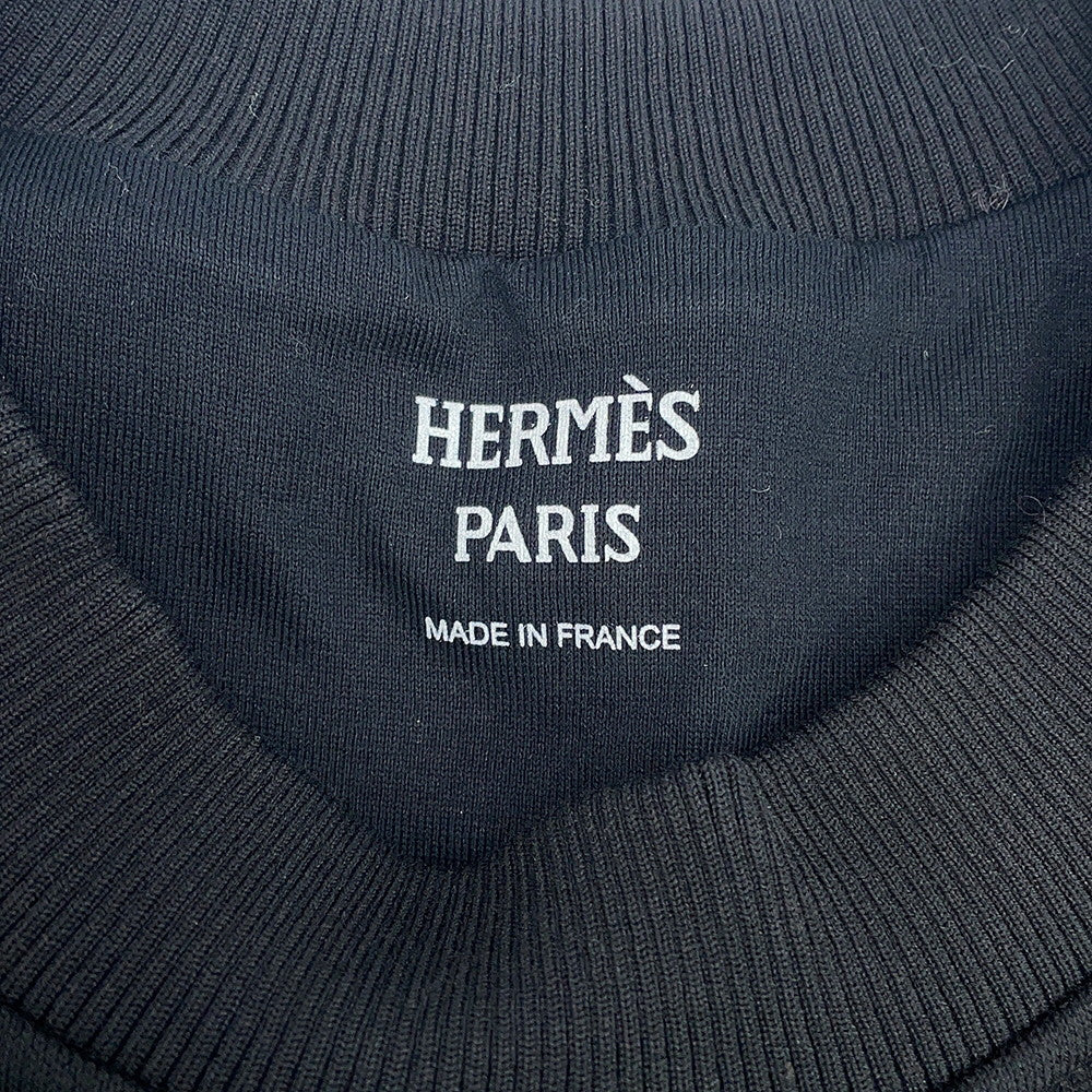 HERMES Tucked Knitted Fabric Shirt with Embroidery Size 36 BlackH6E4651DD0236 Cotton100%