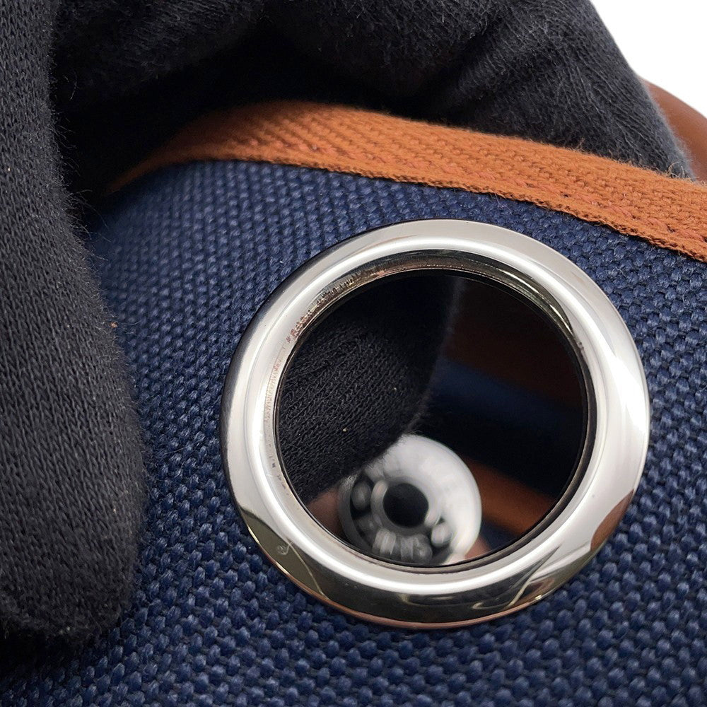 HERMES Herbag zip Navy/Natural Toile H Vache Hunter Leather Size PM