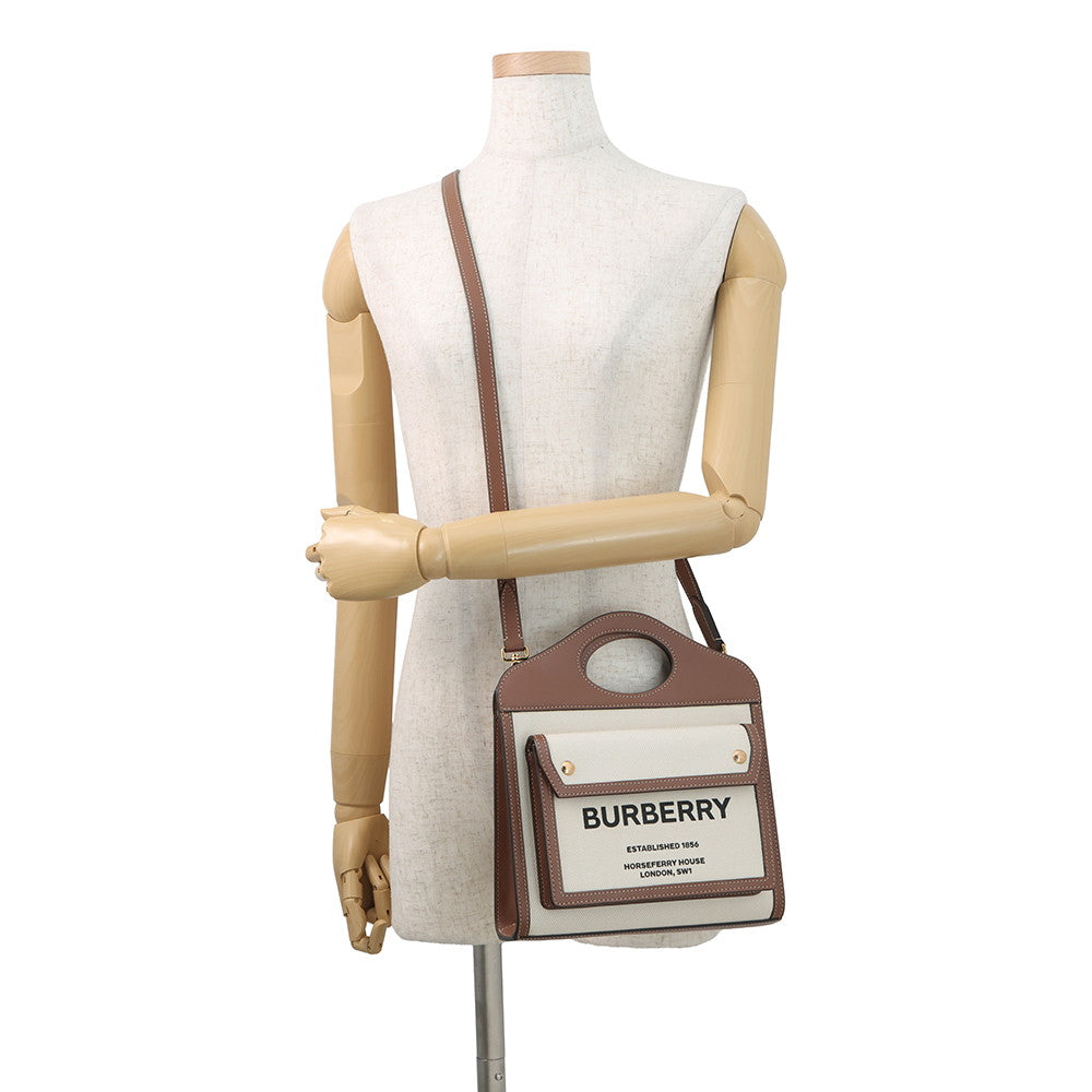 BURBERRY Two-tone Natural/Brown8031746 Canvas Leather Size Mini