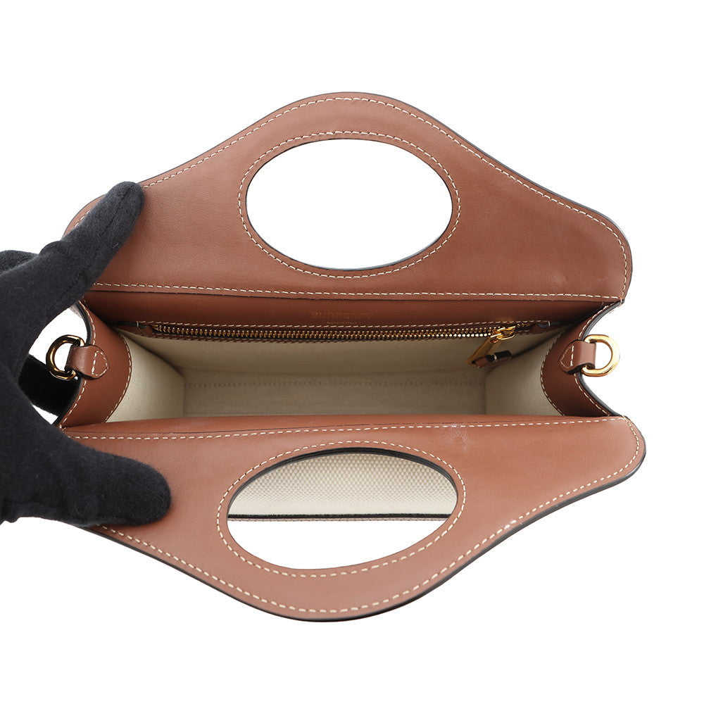 BURBERRY Two-tone Natural/Brown8031746 Canvas Leather Size Mini