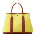 HERMES Garden Party Lime/Brown Toile Officier Negonda Leather Size PM