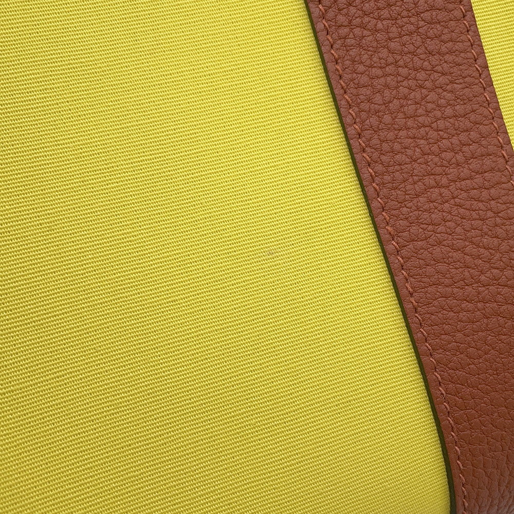 HERMES Garden Party Lime/Brown Toile Officier Negonda Leather Size PM