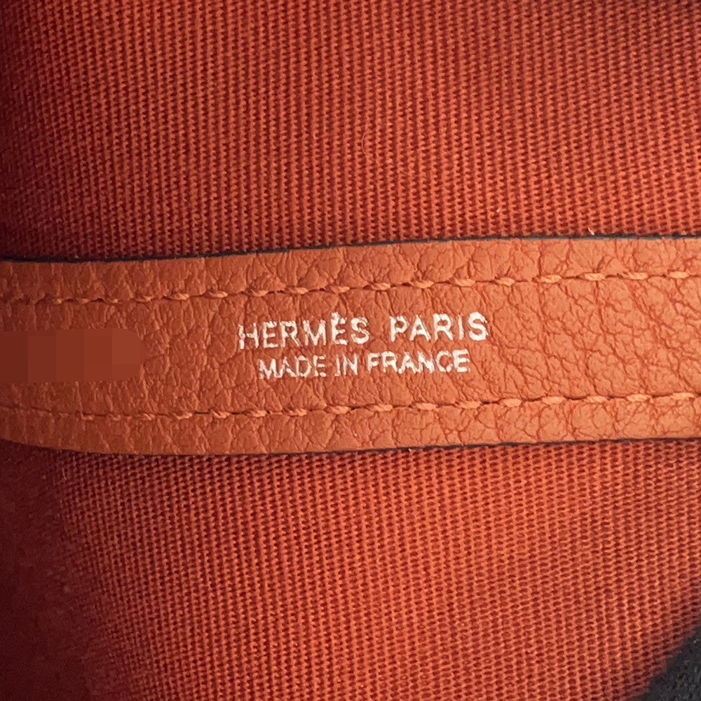 HERMES Garden Party Lime/Brown Toile Officier Negonda Leather Size PM