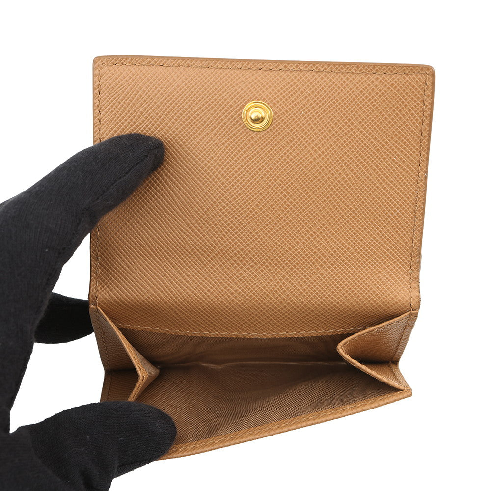 PRADA Tri-fold wallet Beige1MH042 Leather