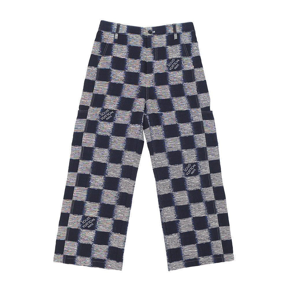 LOUIS VUITTON Damier Wool Pants Size 46 NavyHQP08W Wool100% Cotton100%
