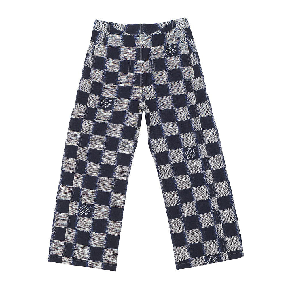 LOUIS VUITTON Damier Wool Pants Size 46 NavyHQP08W Wool100% Cotton100%