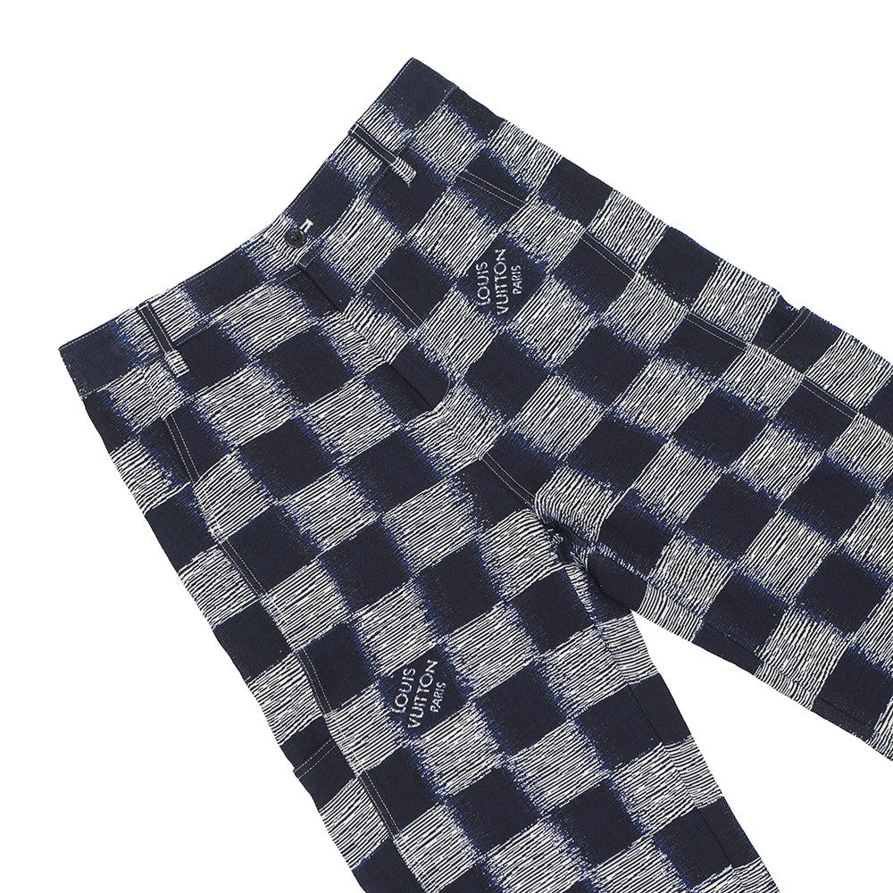 LOUIS VUITTON Damier Wool Pants Size 46 NavyHQP08W Wool100% Cotton100%