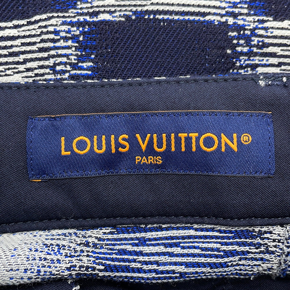 LOUIS VUITTON Damier Wool Pants Size 46 NavyHQP08W Wool100% Cotton100%