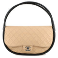 CHANEL Matelasse Hula Hoop Handbag Beige/BlackA66222 Lambskin